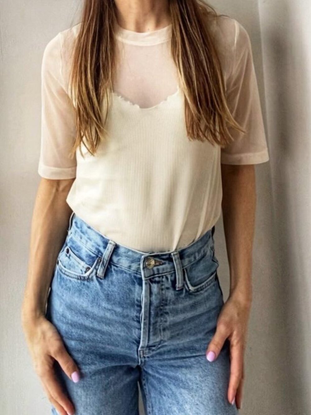 Anthropologie Porridge Ivory Sheer Top-Size S
